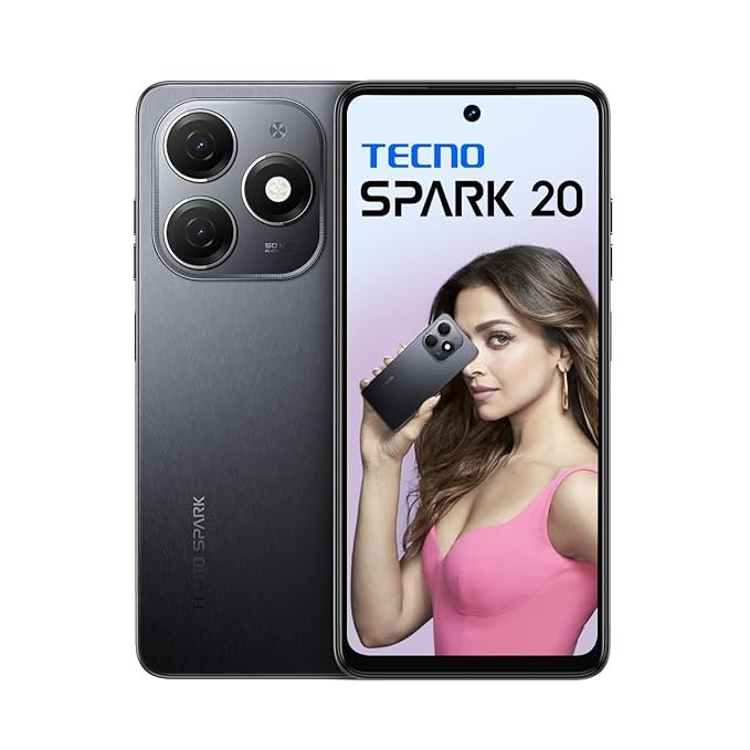 TECNO Spark 20 | Gravity Black, (16GB*+128GB)| 32MP Selfie + 50MP Main Camera| 90Hz Dot-in Display with Dynamic Port & Dual Speakers with DTS